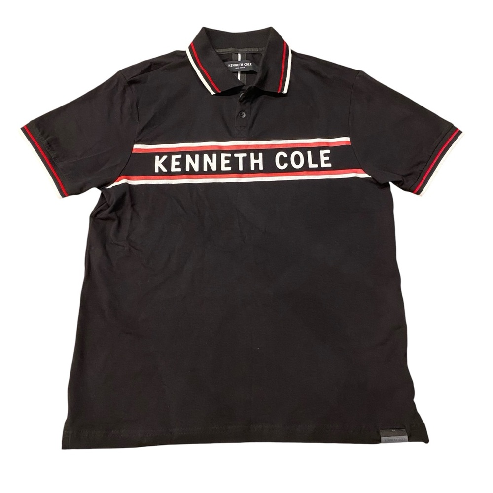 Kenneth Cole Typography Printed Polo Collar Slim Fit Cotton TShirt Men’s Size SM - Picture 6 of 11